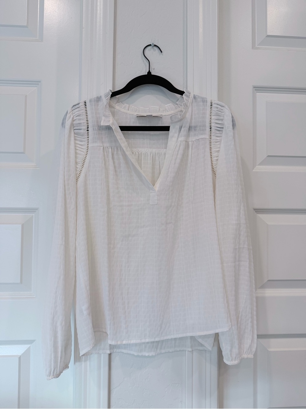LOFT White Peasant-Style Long Sleeve Blouse